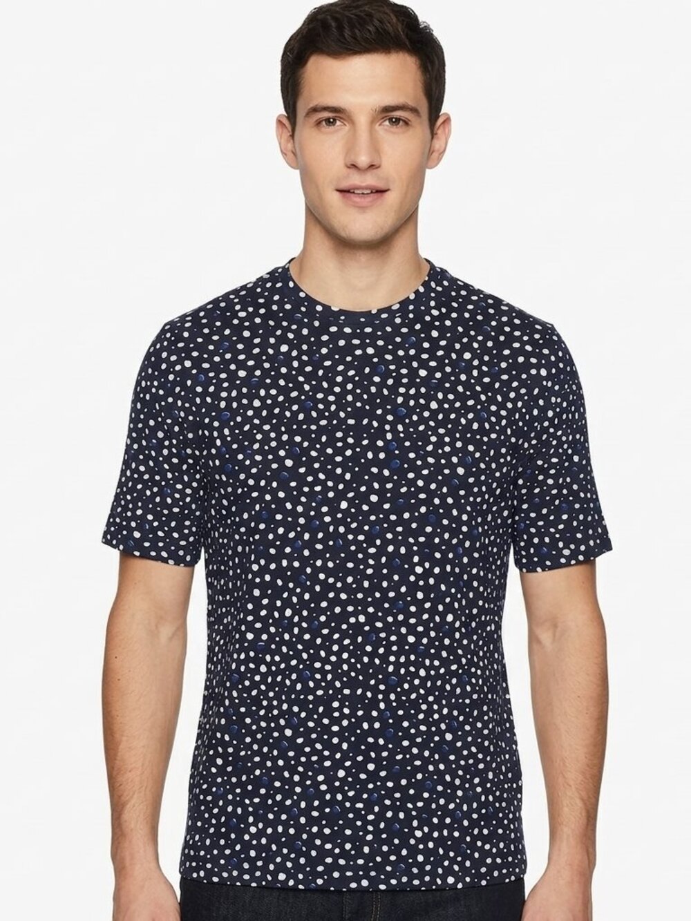 Armani Exchange "Navy Confetti" Cotton Short Sleeve Men's Tee NEW- Sz. Sm